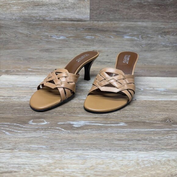 Franco Sarto Tan Leather Mules Women's Size 7.5 - Picture 1 of 6